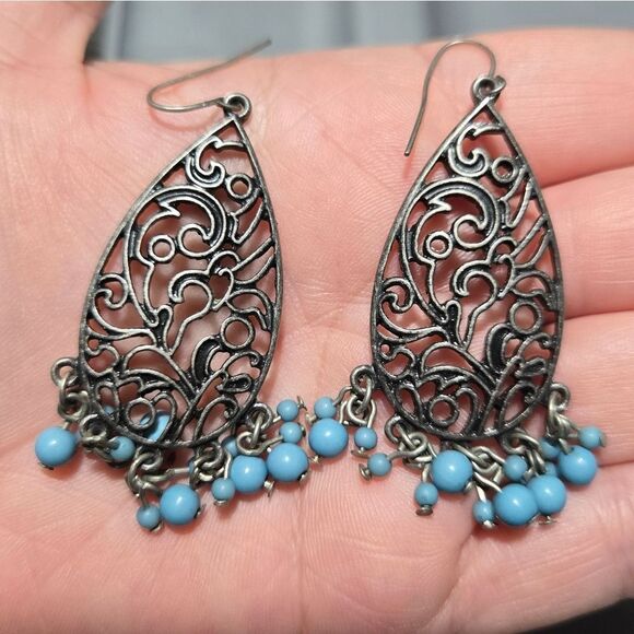 Vintage teardrop dangling beads earrings - Picture 4 of 4